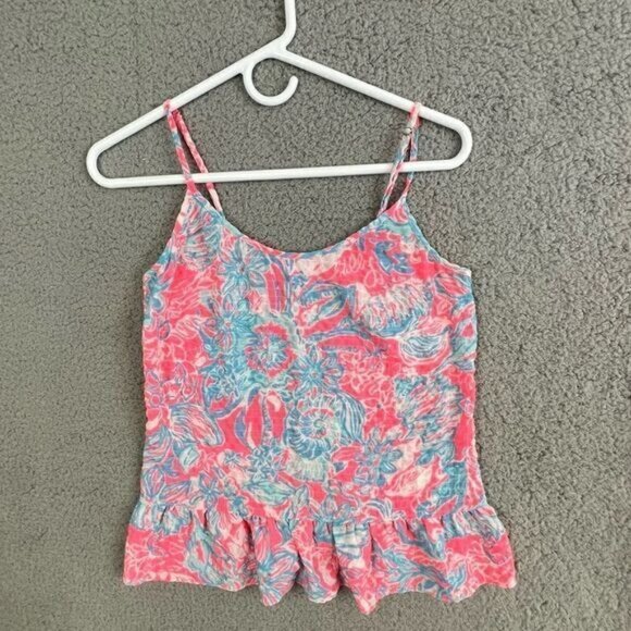 LILLY PULITZER WOMENS TANK TOP SIZE XS PINK LT BLUE - Picture 1 of 10